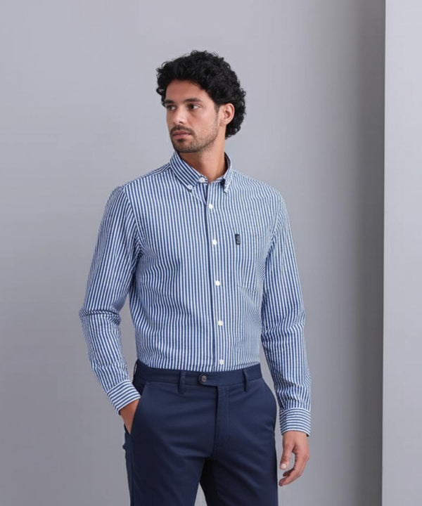 chemise bleu rayé avec poche